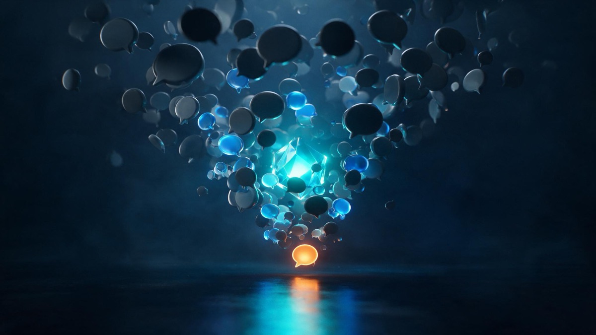 Hundreds of message bubbles being filtered down to one qualified customer - PeeterDigital