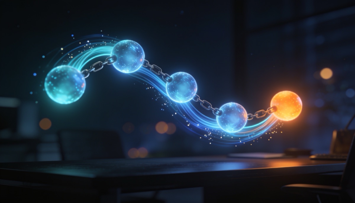 Secuencia de seguimiento automatizado con orbes de luz conectados - PeeterDigital